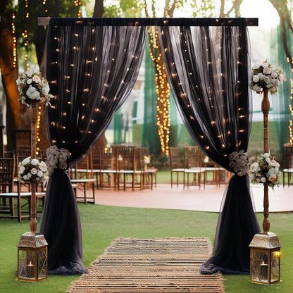 30x8ft Black Tulle Backdrop Curtain - Image 8