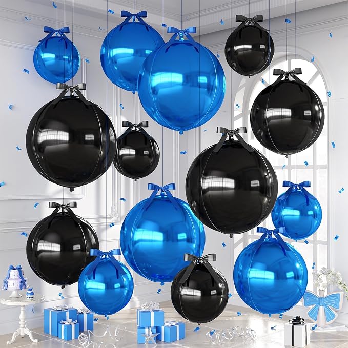 Black Blue Round Foil Balloons by Dagelar