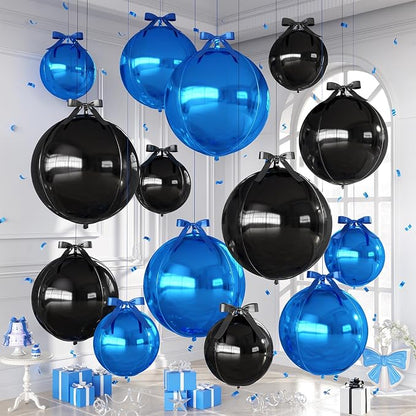 Black Blue Round Foil Balloons by Dagelar