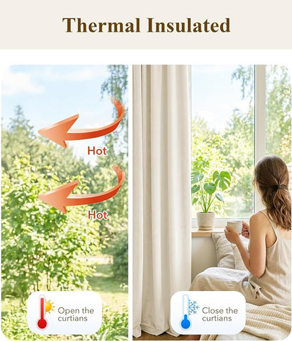 Ivory White Velvet Curtains for Nursery Back Tab, W42 x L84, Back tab Drapes - Image 6