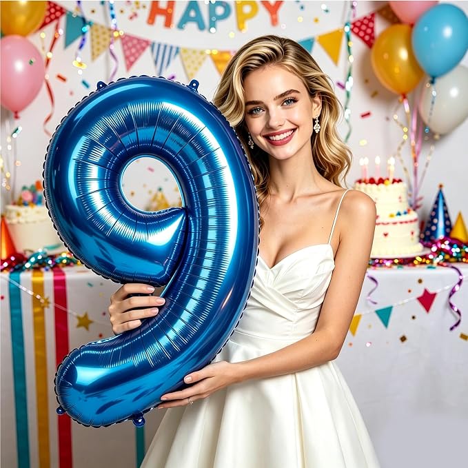 Number Balloons Navy Blue Balloons - Image 6