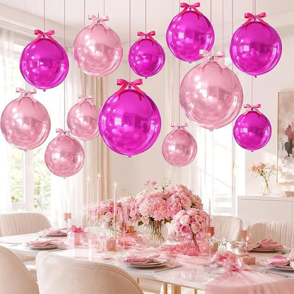 Hot Pink Light Pink Round Foil Balloons - Image 5