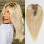 starluck Hair Toppers for Women Real Human Hair, 5"*5.5"Large Coverage Ombre Light Blonde HairTopper No Bangs,100% Real Human HairToppers for Women with ThinningHair,Cover Gray Roots