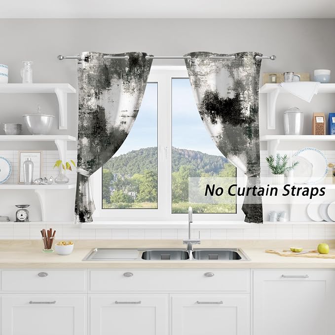 Asuexpect Black Grey Abstract Curtains 2 Panels Abstract Rust Curtain Room - Image 4