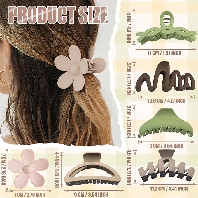 12 Pcs Claw Clips, Multi-Shapes Hair Clips for Women Girls, Non-Slip Large Jaw Claw Clips for Thick Thin Curly Hair Accessories (Colorful)