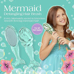 Glimmer Wish Mermaid Detangling Hair Brush for Kids - Anti Frizz and Anti Static - Soft and Long Bristles to Detangle With Ease - Gentle on Hair Kids Hair Brush