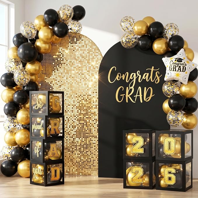 Graduation Decorations Class of 2026-Black and Gold Graduation Party - Image 7