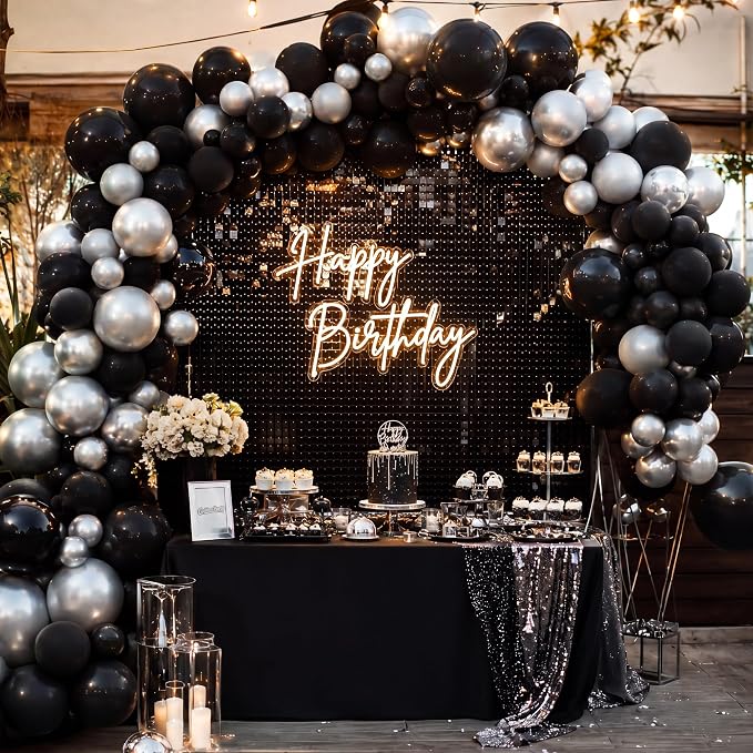 Black and Silver Balloons, Baby Shower, Anniversary, Graduation, Wedding Party - Image 6