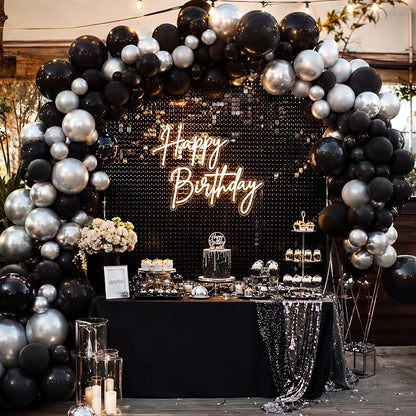 Black and Silver Balloons, Baby Shower, Anniversary, Graduation, Wedding Party - Image 6