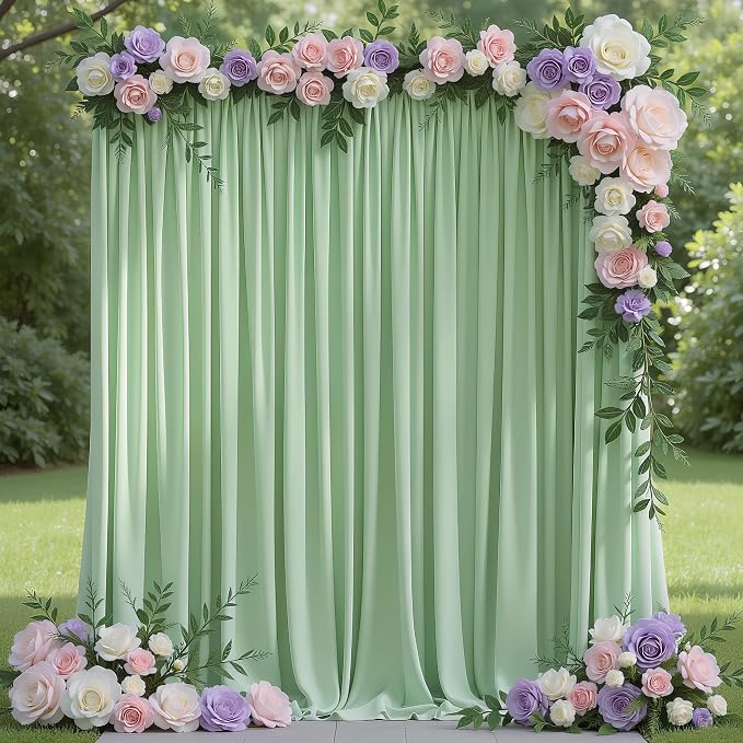 Sage Green Backdrop Curtain for Parties Backdrop Drapes 10x8FT | Wrinkle Free by Wokceer
