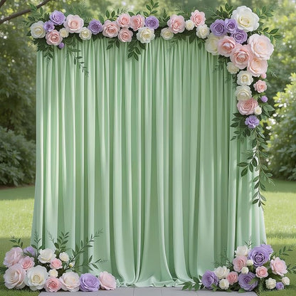 Sage Green Backdrop Curtain for Parties Backdrop Drapes 10x8FT | Wrinkle Free by Wokceer