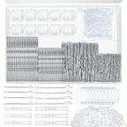 510PCS Silve Bobby Pins Hair Pins Kit with Hair Net, YINGFENG Includes 100 Bobby Pins for Women, 100 U-Shaped Buns Hair Clips, 300 Hair Bands and 10 White Hair Nets, for Gray Hair