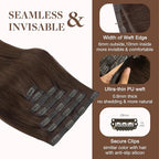 GOO GOO Clip in Hair Extensions Real Human Hair, Remy Human Hair Extensions Clip ins for Women, Natural Human Hair, 20inch 130g 7Pcs, #4A Chocolate Brown