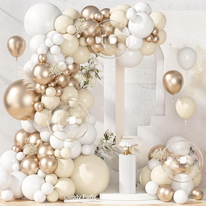 Ouddy Party 149Pcs White Sand Gold Balloon Arch Garland Kit 18 12 10 5 Inch | by OuddyParty