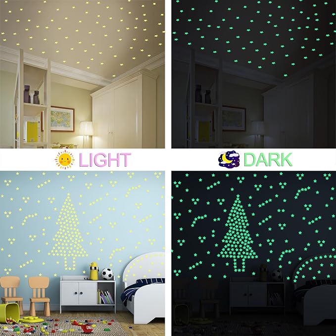 200pcs Glow in The Dark Luminous Stars Fluorescent Noctilucent Plastic Wall - Image 4