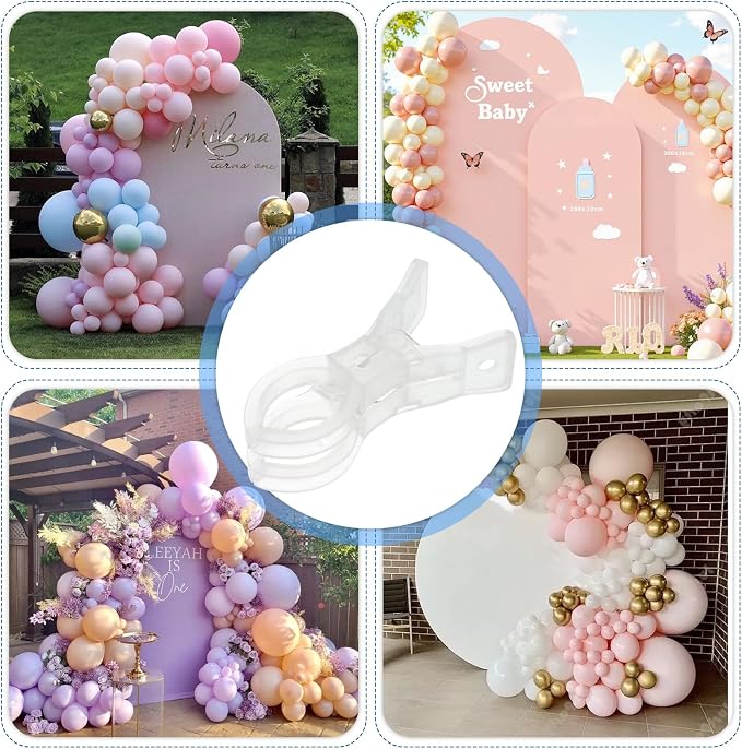 20 Pack Large Clear Balloon Arch Clips Plastic Transparent Backdrop Spring - Image 5