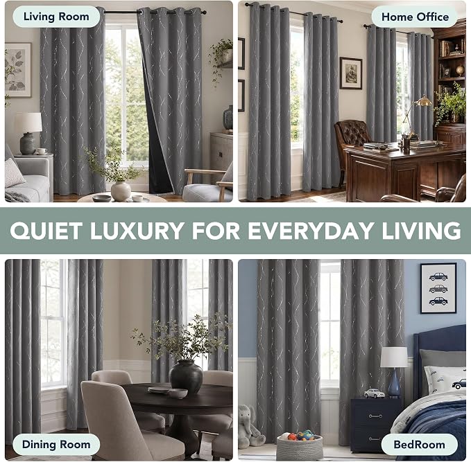 Deconovo 100% Blackout Living Room Curtains 63 Inches Long, Thermal Insulated - Image 7