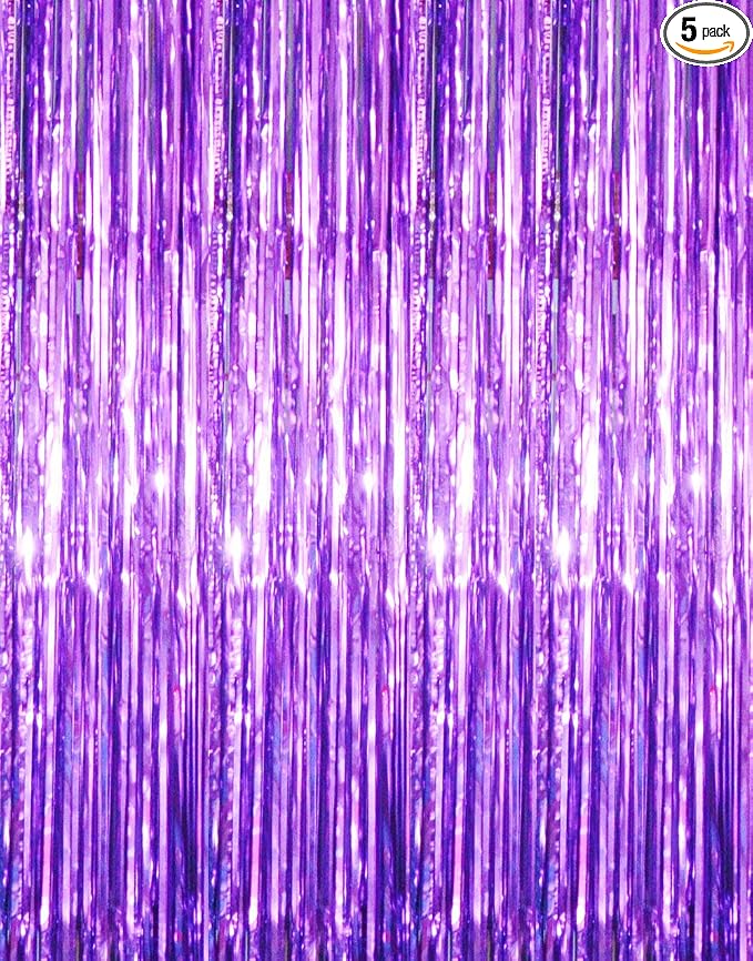 GOER 3.2 ft x 8.2 ft Metallic Tinsel Foil Fringe Curtains Party Photo Backdrop by GOER