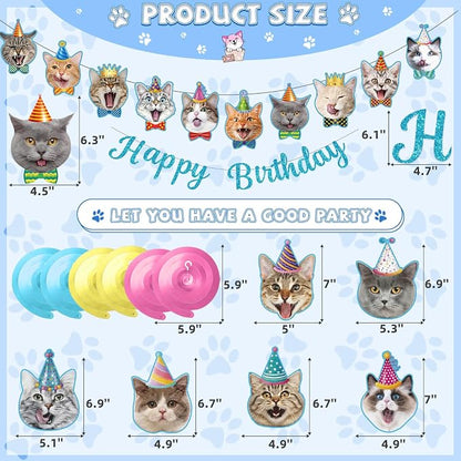 Cat Birthday Decorations, Cute Cat Birthday Banner - Image 3