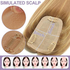 Real Human Hair Toppers for Women #TLQ, 3x5 Inch Injected Silk Base 130% Density 14 Inch Length Hair Toppers