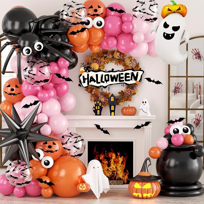 Halloween Balloon Arch Garland Kit, Explosion Star Ghost Foil Balloons by OTLGEUA