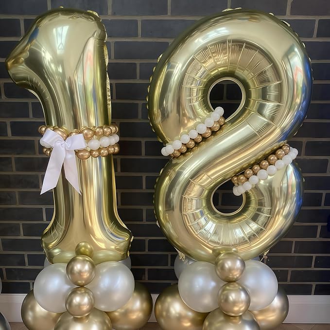 Champagne Gold 2 Balloon, 40 Inch Light Gold Number 2 Balloon Big Foil Mylar - Image 6
