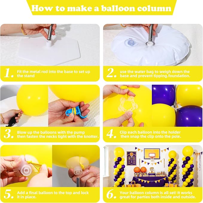 2 Sets Purple Yellow Balloon Column Kit - Image 6