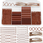 Bobby Pins Set Brown – Hair Kit with U Shape Pins, Spiral Pin & Snap Clips, for Women & Girls, Ideal for Buns, Updos, Weddings & Parties