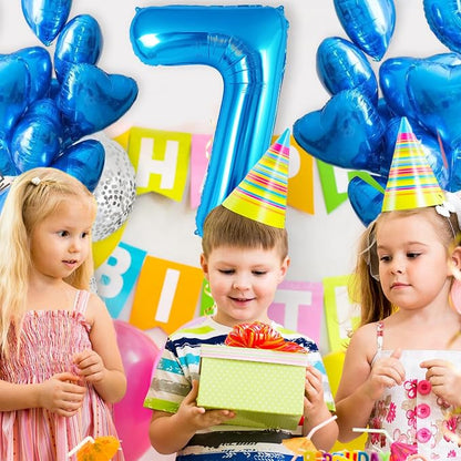 Blue Number 7 Balloon 40 Inch, Big Large Foil Helium Number Balloons, Jumbo - Image 4