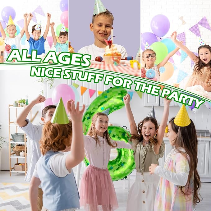 40 Inch Giant Green Pixel Miner Theme Number Balloons 40 Inch Foil Party - Image 5