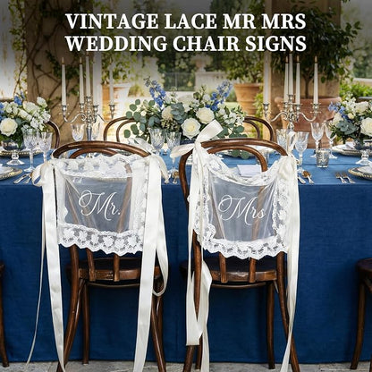 Sheer Lace Mr & Mrs Wedding Signs - Image 2
