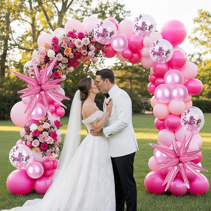 RUBFAC Pink Balloon Arch Kit, Star Latex Balloons - Image 6