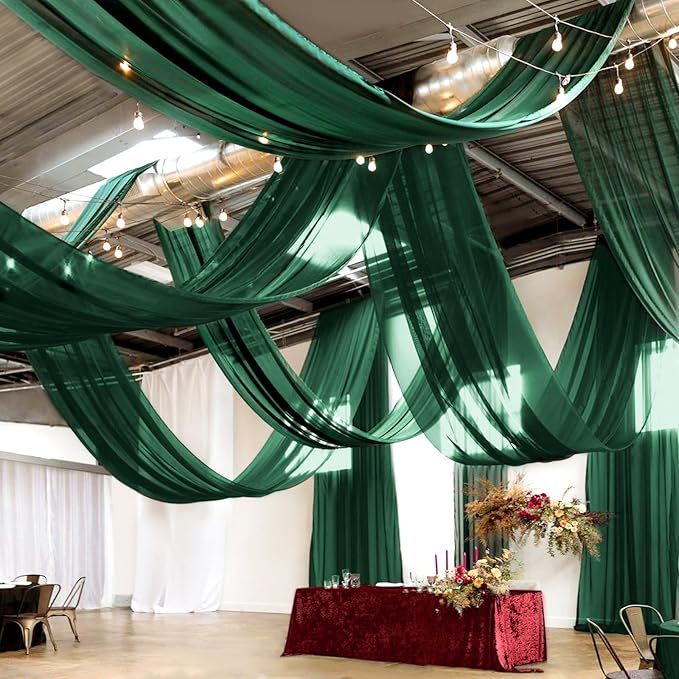 8 Panels Emerald Green Ceiling Drapes by Showgeous