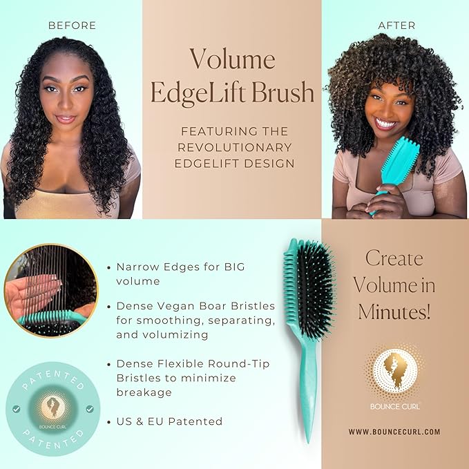 Bounce Curl Teal Volume EdgeLift & Teal Define EdgeLift Brush Bundle for Curly Hair