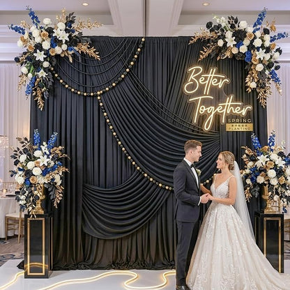 Black Wrinkle Free Black Backdrop Curtains - Image 7