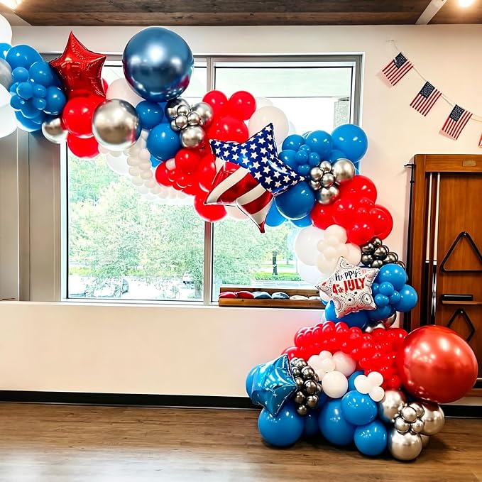Lukiituke Red White and Blue Balloon Arch Kit - Image 3