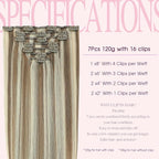 PINKPEARL Clip in Hair Extensions Straight Human Hair #8P60 Ash Brown Highlighted Platinum Blonde Clip in Extensions Remy Real Human Hair Extensions 7pcs 120g 18 Inch(#8P60-18)