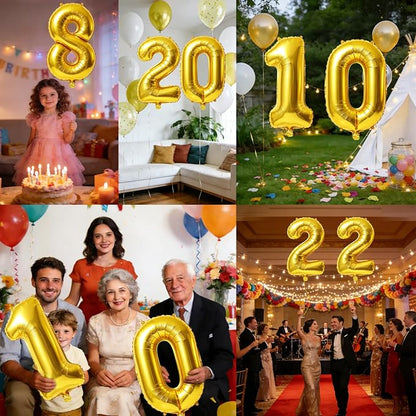 40 Inch Number 8 Balloons for 8th Birthday Party Decorations, 0-100 Gold Large - Image 7