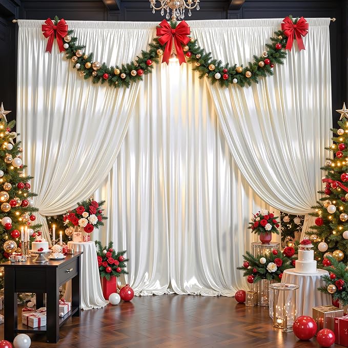 40x10ft Ivory Glitter Backdrop Curtain - Image 5
