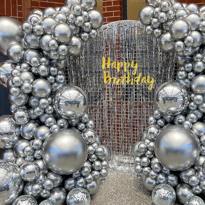 Metallic Silver Balloons Different Sizes 135pcs 18 12 10 5 Inch Sliver Balloon - Image 4