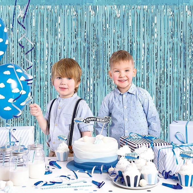 30 Pack Light Blue Foil Fringe Curtain Backdrop, 3.3x8.2 Feet Metallic Tinsel - Image 7