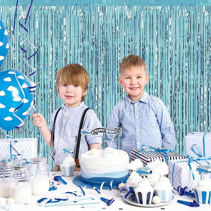30 Pack Light Blue Foil Fringe Curtain Backdrop, 3.3x8.2 Feet Metallic Tinsel - Image 7