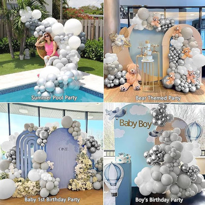 KARLURE White Silver Balloon Arch Kit Garland - Image 5
