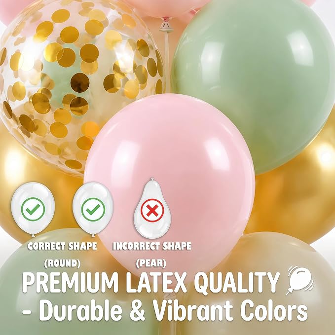 Hiins Sage Green Gold Balloon Stand Kit Set of 2, Base&Pole Decoration - Image 4