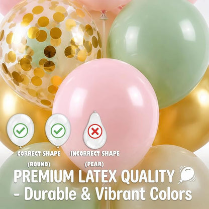 Hiins Sage Green Gold Balloon Stand Kit Set of 2, Base&Pole Decoration - Image 4