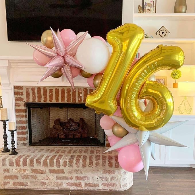 Gold 15 Number Balloons, 40 Inch Giant Number 15 Balloons Foil Mylar Helium - Image 7