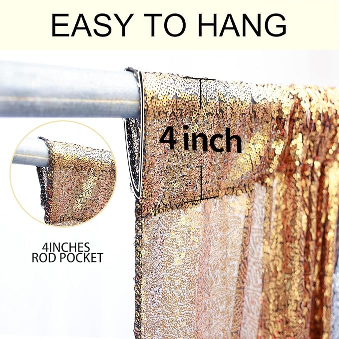 4×8FT-2PCS Black Gold Sequin Backdrop Curtains Panels, Photography Backdrop - Image 5