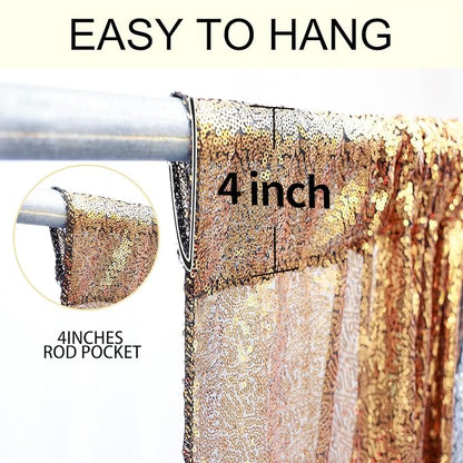 2×8FT-4PCS Black Gold Sequin Backdrop Curtains Panels, Photography Backdrop - Image 5