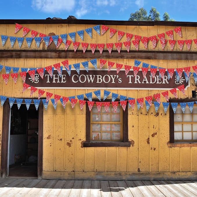 Boao 5 Pack Western Cowboy Party Decorations Bandana Pennant Banner Wild West - Image 6