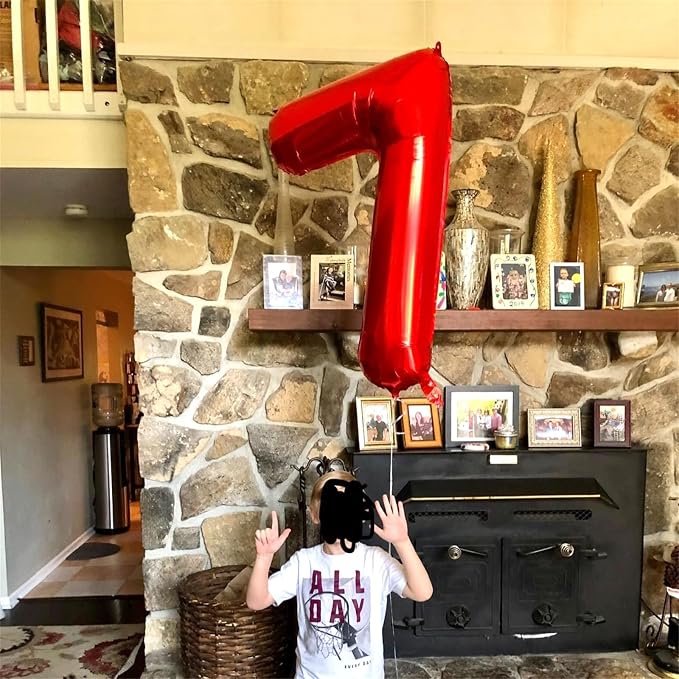 Red Number 7 Balloon, 40 Inch Large Number 0-9 Set - Image 6